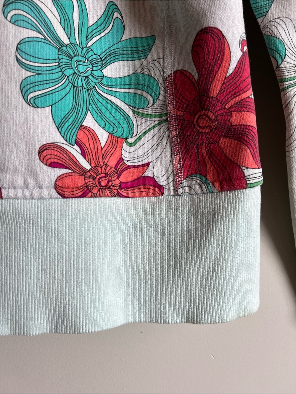 Vintage Lululemon Floral Scuba Hoodie Size 4 Mint Pink Zip Up Jacket Y2K - Picture 11 of 13